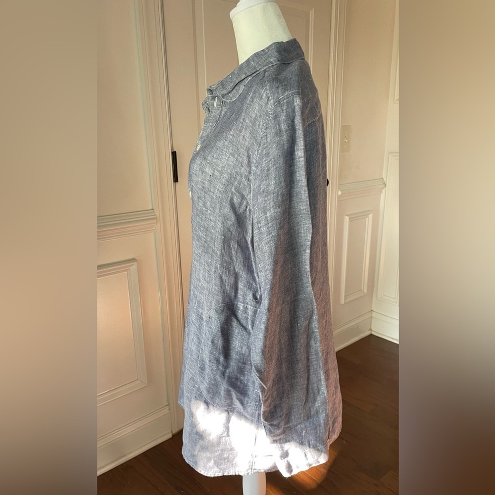 CP Shades 100% Linen Teton Blue Tunic Size Small - Picture 3 of 6